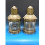 Two large brass ship's lanterns