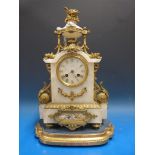 An alabaster gilt mounted mantel clock m