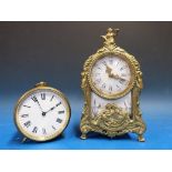 A French brass mantel timepiece with ena