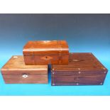 Three inlaid boxes, one with Tunbridge W