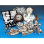 Large collection of plated ware, trays,