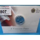 A silver proof UK £20 2013 coin