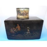 A 19thC Russian lacquer box decorated wi