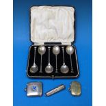 A cased set of six hallmarked silver sea