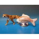 A Beswick tigress and Royal Crown Derby
