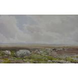 A framed watercolour Moorland scene (20
