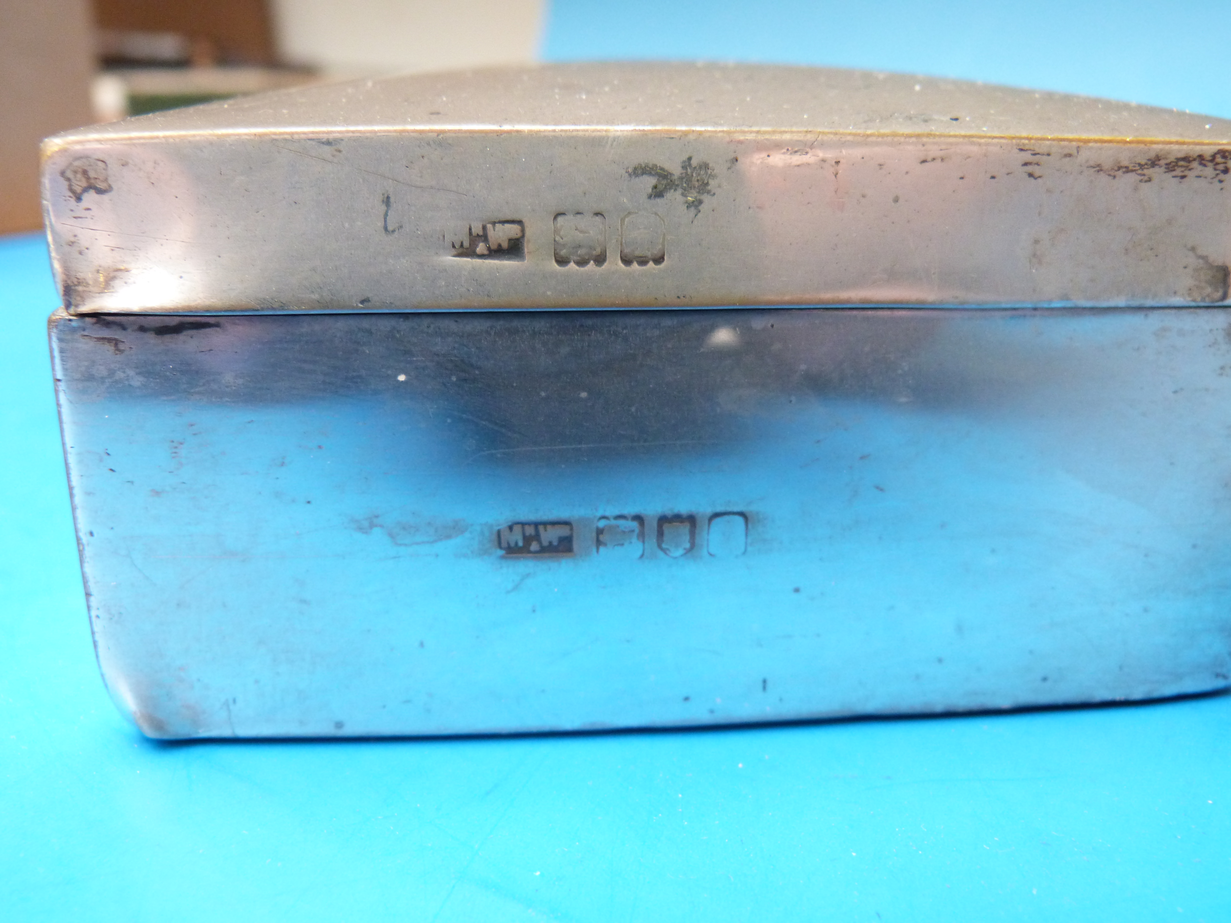A hallmarked silver cigarette box, silve - Image 2 of 2