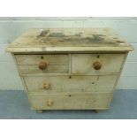 A pine chest of two over two drawers (W8