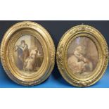 Two 19thC coloured prints in oval frames