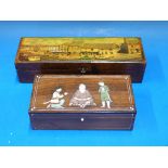 An Eastern box decorated with three figu