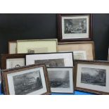 A quantity of framed engravings etc incl