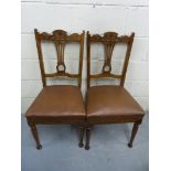 Three upholstered oak bedroom chairs