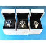 Three Seiko gents chronograph wristwatch