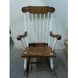 A painted Windsor style rocking chair