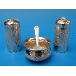 A Russian silver cruet set with "84" to