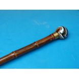 A Victorian walking cane with agate sphe