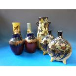 A collection of pottery vases including