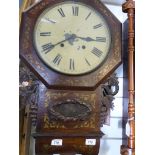 A 19thC brass inlaid rosewood drop dial