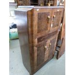 A burr walnut Art Deco cocktail cabinet