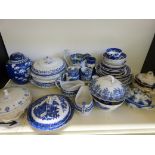 A quantity of blue and white china inclu