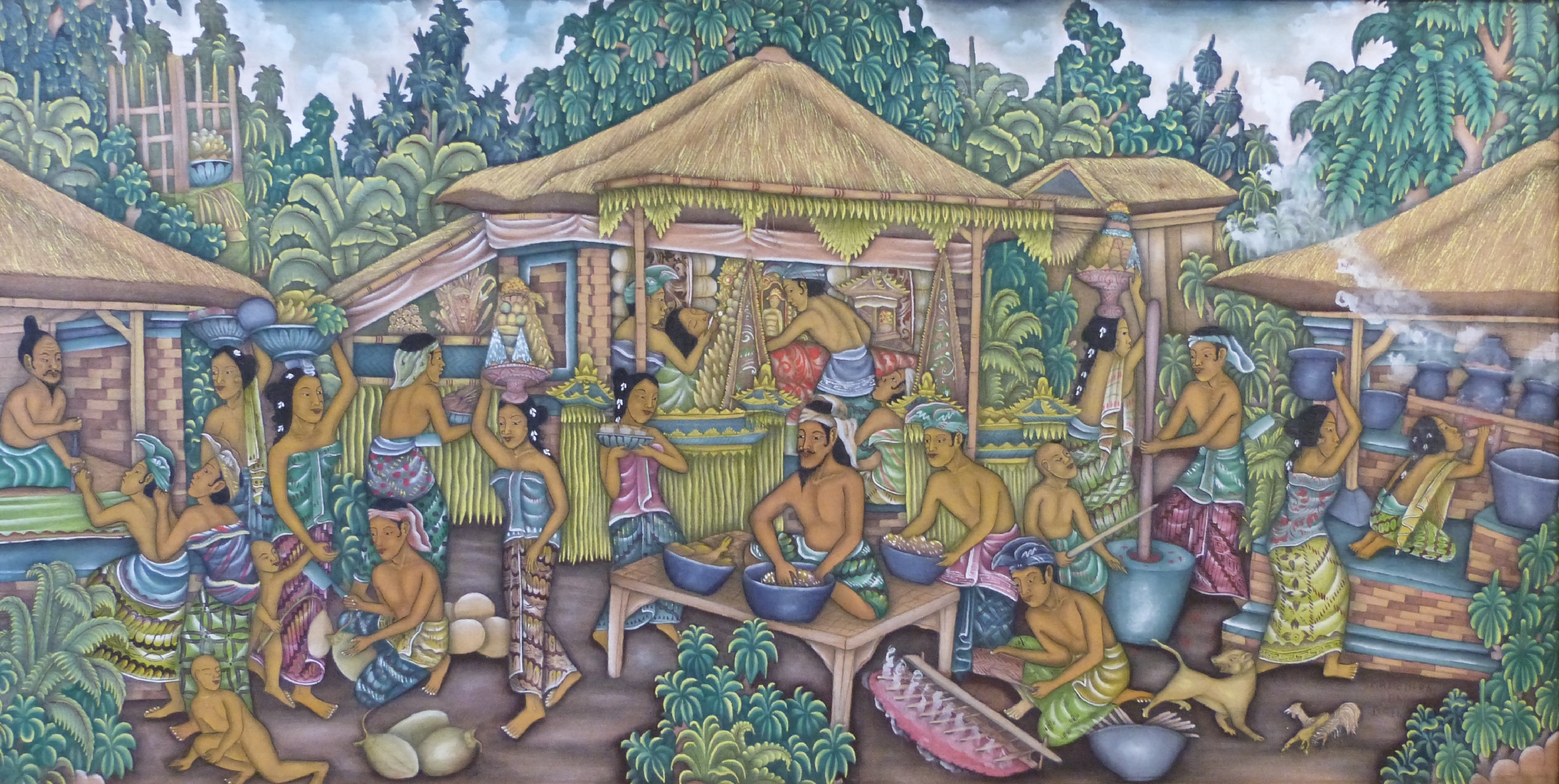 A large Balinese picture on fabric of a
