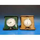 Two vintage travel clocks, one by Brevet