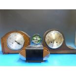 Two oak cased mantel clocks a retro desk