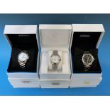 Three Seiko Kinetic gents wristwatches,