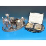 Plated ware including tea set on tray, s