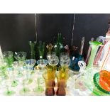 A quantity of decorative glass vases tog