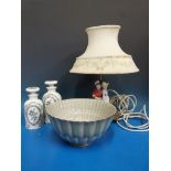 Copenhagen bowl, ceramic figural lamp et