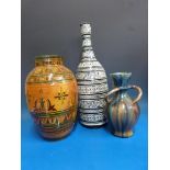 Three large studio pottery vases, two in