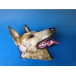 A Crown Devon wall mask of an Alsatian "Modiste of Wolf Glen"