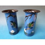 A pair of Torquay Ware kingfisher vases