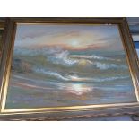 H.Gailey large oil on canvas of a beach scene