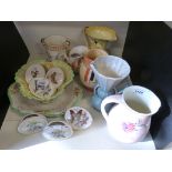 A collection of Art Deco ceramics including Myott, Crown Ducal jug and bowl etc