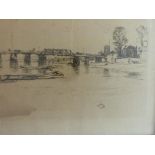 James Abbot McNeil Whistler etching of Old Fulham toll bridge (signed with butterfly in plate),