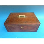 A 19thC rosewood and brass inlaid work or jewellery box