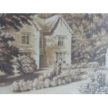 Three landscape watercolours, one of Bradbourne House Derbyshire by Chamney Archer,