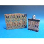 A leather covered Liberty hip flask and visitors book