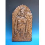 Benno Schotz (1891-1984) carved wooden plaque of a naked lady