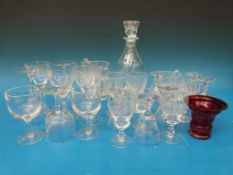 A collection of cut glass including several sets of six