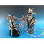 Four wine related items including stainless steel wine rack,