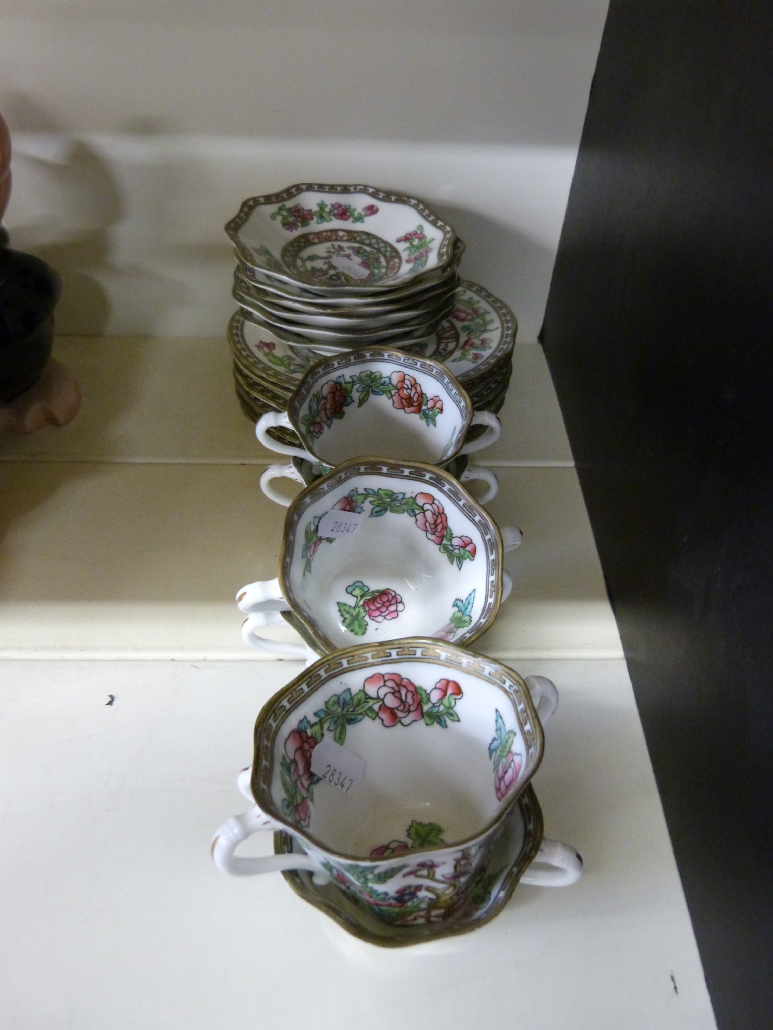 A Coalport chocolate / soup set of cups and saucers and side plates