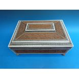 A Vizagapatam and carved wood work and jewellery box (width 32cm)