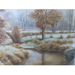 David Smithurst watercolour of an autumn river landscape (inscribed and signed verso and signed