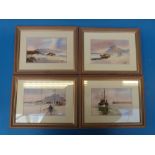 WITHDRAWN A set of six framed Peter Martin watercolours each a named coastal scene including Kalk