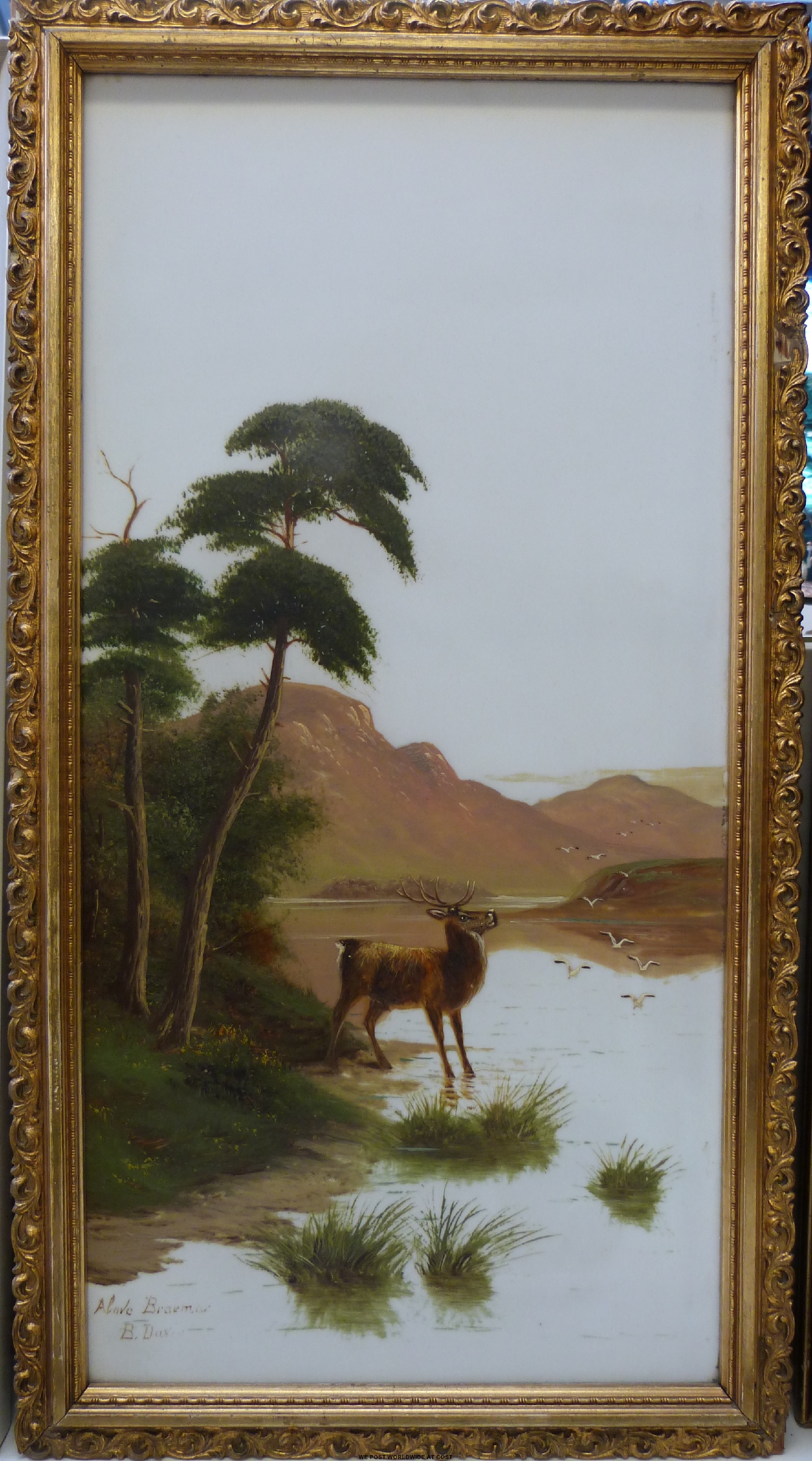 B Davis: A pair of oils on glass of Highland scenes, one titled "Above Braemar", - Image 6 of 10