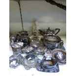 A quantity of plated ware including tea set, coasters,