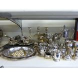 Large collection of plated ware including a brandy warmer